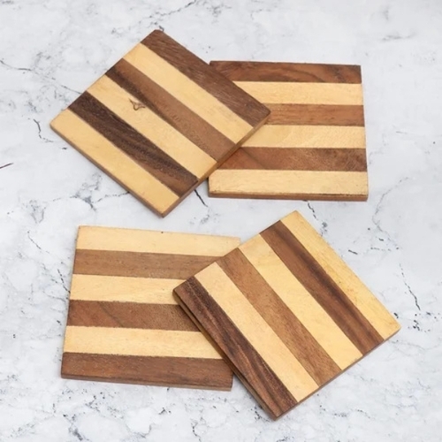 Wooden Smile Coaster Set