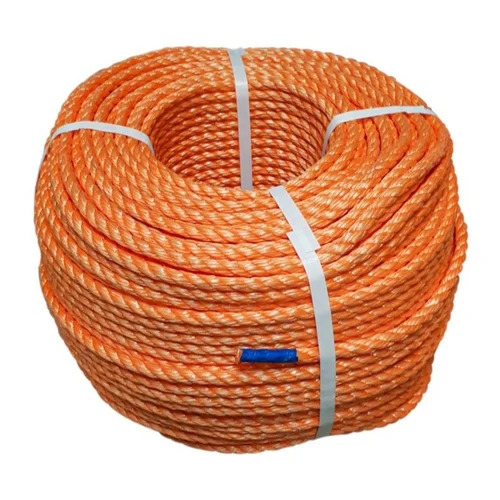 10mm Orange Virgin Polypropylene Rope - 6 Ply, Twisted, Marine Industry Use | 1 Kg Roll, Round Strand