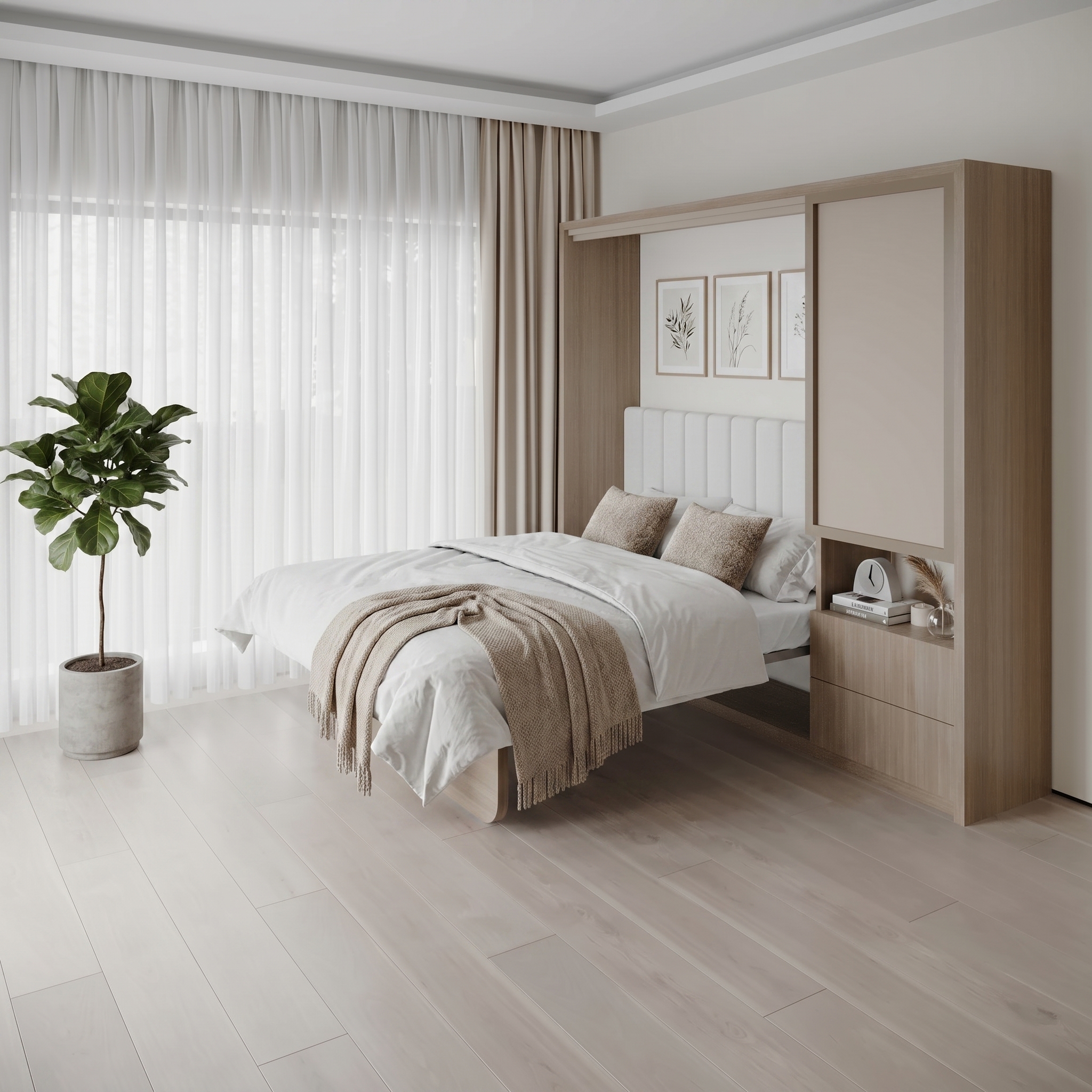 Double Murphy Bed With Study Desk