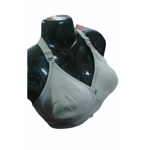 Grey Cotton Ladies Plain Bra - Feature: Comfortable To Wear