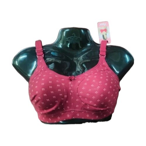 Maroon Cotton Ladies Printed Bra
