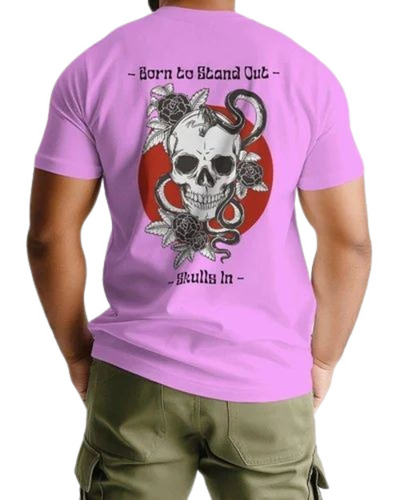 Men Levander Cotton Printed T Shirt - M Size, Lavender Color, 200GSM | Lightweight, Soft, Breathable, Comfortable Fit