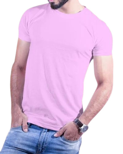 Men Levander Plain Round Neck Cotton T Shirt