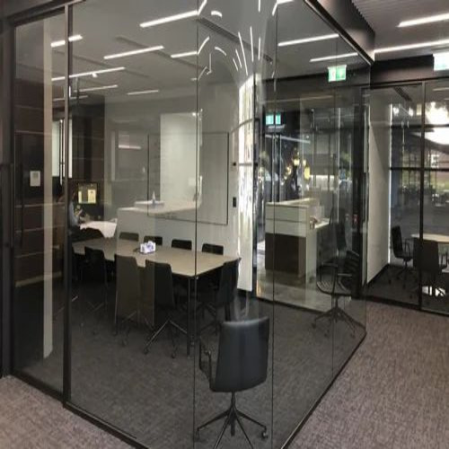 Office Plain Toughened Glass - Glass, 2 Shelves, Wall-Mounted, Square, Multicolor | Plain Pattern, Customize Size