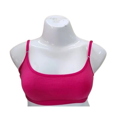 Pink Cotton Ladies Plain Sports Bra