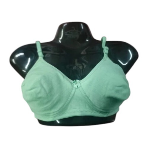 Pista Green Cotton Ladies Plain Bra - Design: Push Up