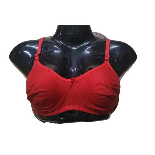 Red Cotton Ladies Plain Bra