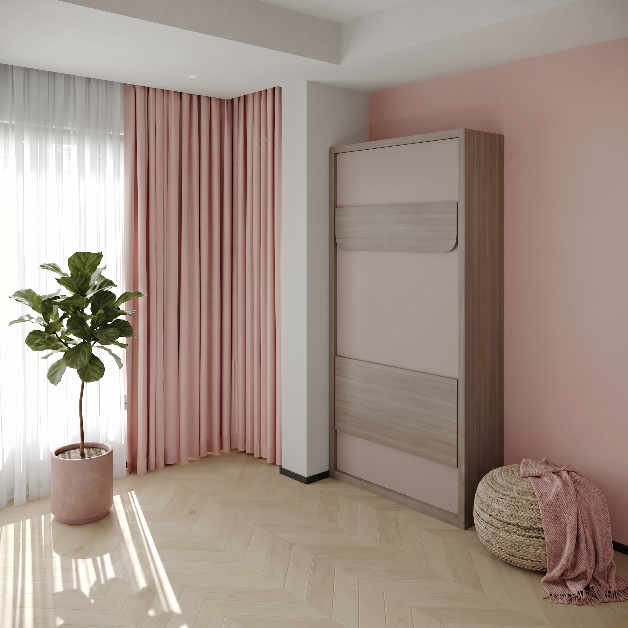 Single Wall Bed With Folding Study Desk