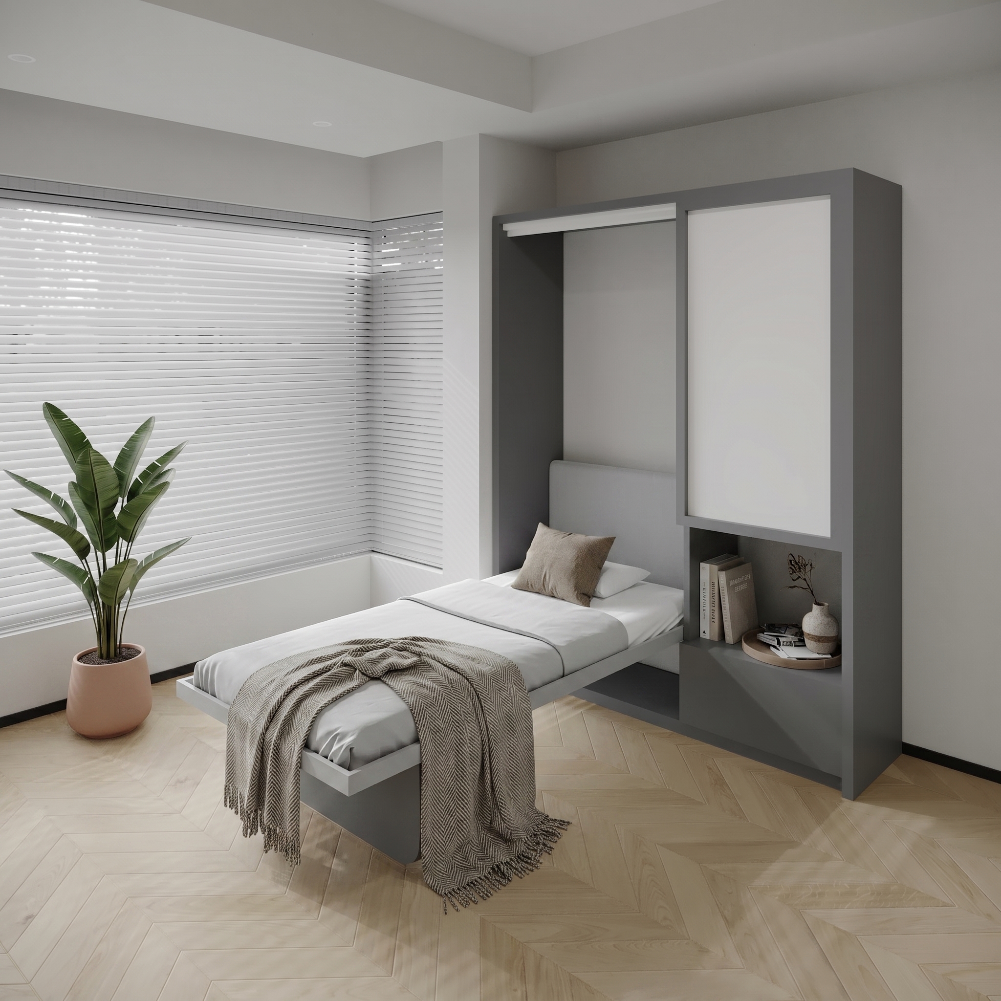 Single Wall Bed With Study Desk
