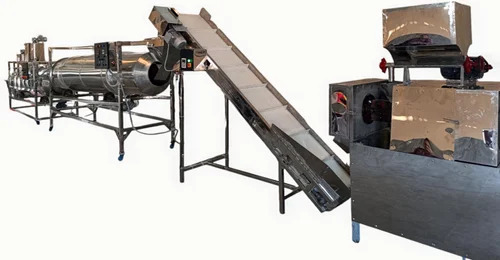 Soya Puffs Corn Ring Making Complete Line - Stainless Steel, 100 Kg/Hr, 20 HP, Silver | Automatic, High Efficiency, Electric