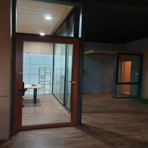 80 Inch Brown Color Aluminium Glass Door
