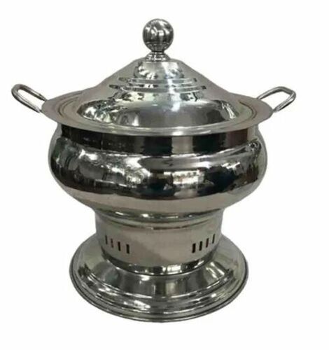 6 Litre Stainless Steel Gujrati Chafing Dish - Color: Silver