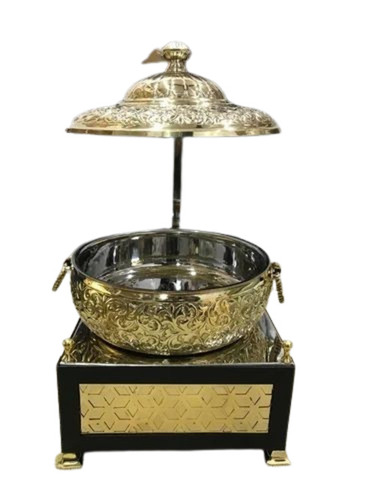 8 Litre Brass Chafing Dish - Round, Antique Finish | Corrosion Resistant, Rust Proof, Durable