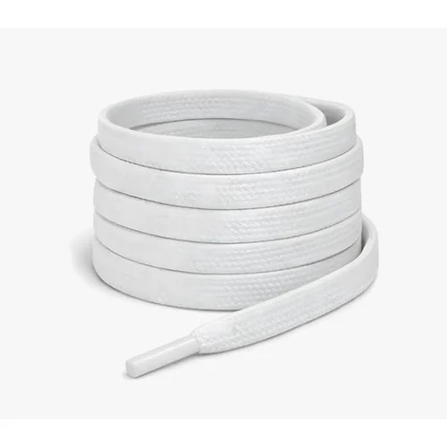 Polyester Solid White Flat Shoe Lace