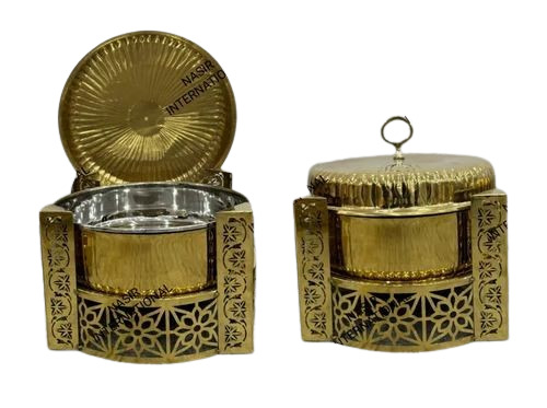 Round Food Warmer - Stainless Steel, 18 Inch, Golden | 8 Litre Capacity, Electric Powered