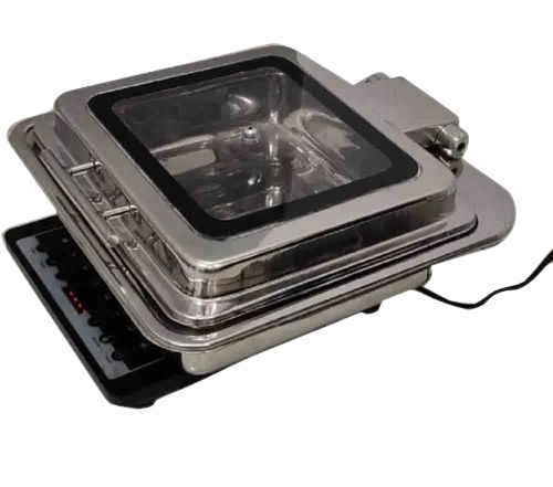 Square Stainless Steel Chafing Dish - 15x15x12 Inch, Silver, 6 Litre | Rust Proof, Corrosion Resistant, Antique Design