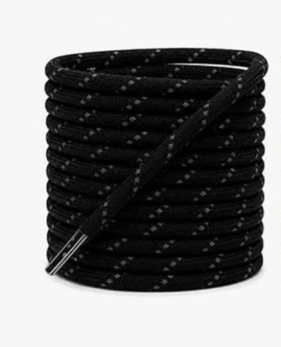 2mm Polyester Twill Weave Black Round Shoe Lace