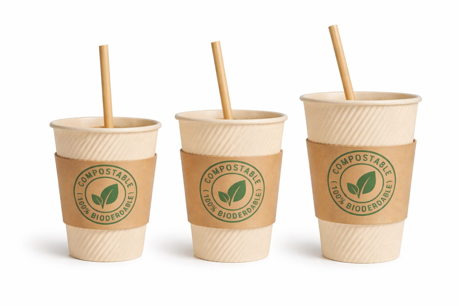 Biodegradable Bagasse Disposable Cups - Color: White