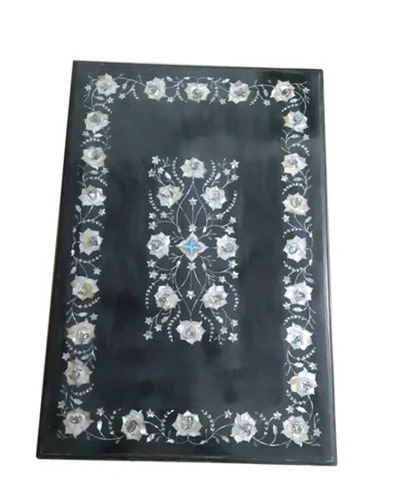 Black Marble Inlay Dining Table Top