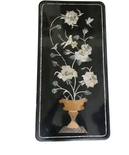 Black Rectangle Marble Inlay Table Tops