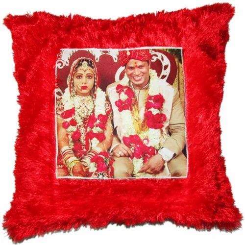 Red Color Decorative Pillow - Cotton, Square Shape, Printed Pattern, Easy Wash | Head Use, Customized Size