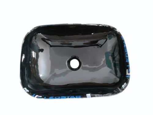 Ceramic Black Wall Hung Wash Basin - 10x20 Inch Rectangular Durable Glossy Finish