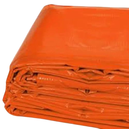 Hdpe Orange Waterproof Tarpaulin - HDPE 9ftx6ft, 220 GSM, Glossy Finish, Plain Pattern