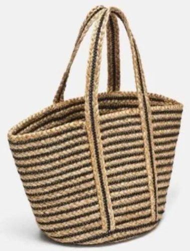 Natural And Black Color Jute Bag
