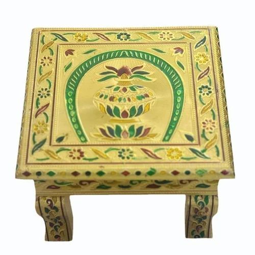 Teak Wooden Square Meenakari Chowki