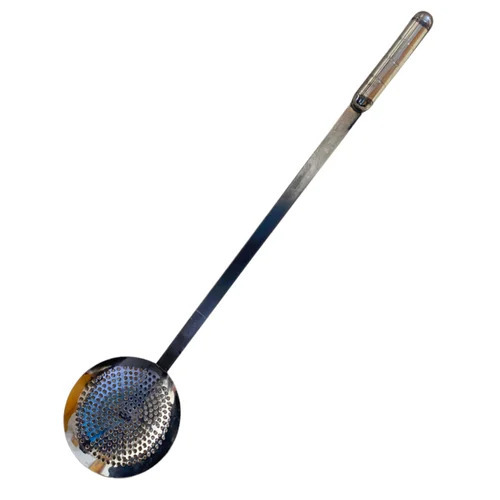 5 Inch Stainless Steel Ladle - Polished Finish, Wooden Handle, Silver Rust-Proof | Restaurant Use, Low Maintenance