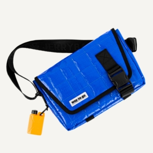 Blue Quilted Messenger Bag