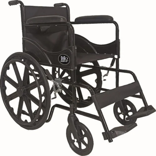Comfortable Seat Health HQ Wheelchair - Foldable Black Frame, Adjustable Support, Strong Wheels, Precise Braking System