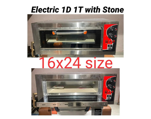 Modern Stone Electric Pizza Oven Single 16x24 - Stainless Steel, Large Size, Silver | Semi-Automatic, Even Heat Distribution, Durable, Compact Design