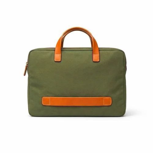 Office Laptop Sleeve Bag - Canvas, Green, Rectangular | Moisture Proof, Zipper Top, Modern Style