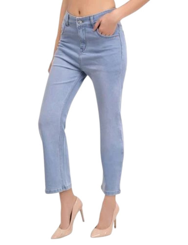 Single Button Straight Fit Women Jeans