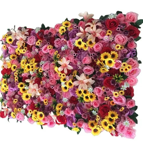 Various Artificial Silk Flowers & Leaves Wedding Wall