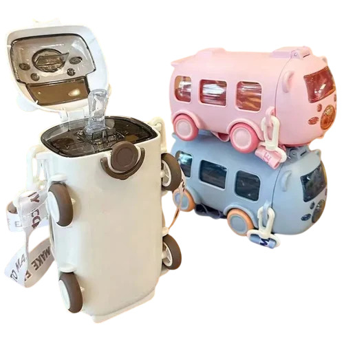 Bus Shape Water Bottle With Strap - Capacity: 500 Milliliter (Ml)