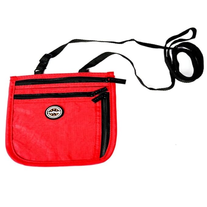 Neck Pouch - Durable Lightweight Material, Red | Compact Design, Comfortable Neck Carrying, Secure Storage