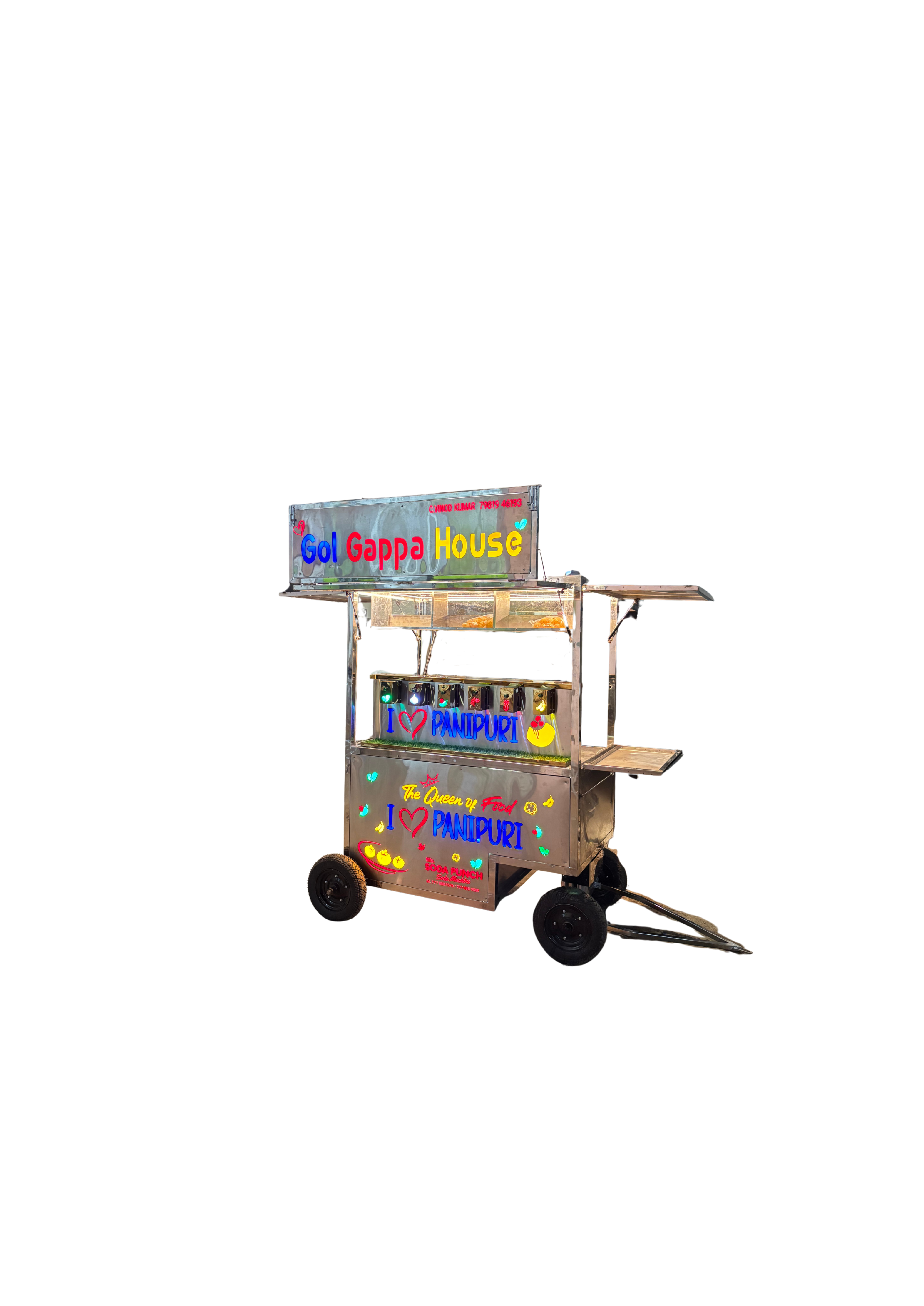 The Queen Food 6 Nozzle Towing System Pani Puri Cart - Capacity: 1000 Pcs/min