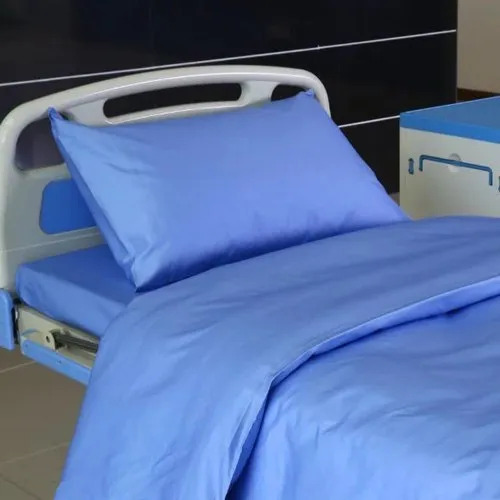 Antimicrobial Hospital Bedsheets - 100% Cotton, 108"x60", Blue | Plain Pattern, Machine Washable, Rectangle Packet