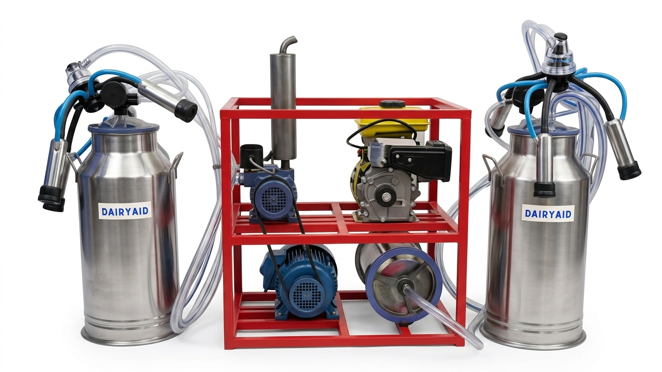 Dual (2) Bucket Milking Machine - Capacity: 30+30=60 Ltr