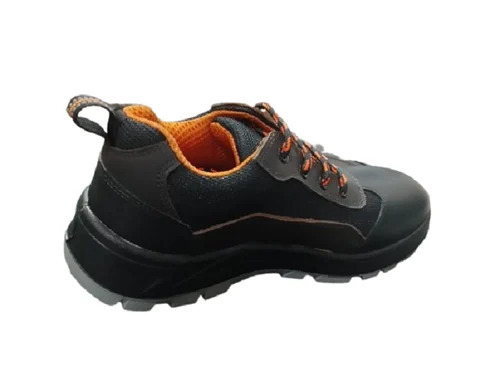 Ap-1142 Black Safety Shoe - Genuine Leather, PU Double Density Sole, Steel Toe, Antistatic | Durable, Oil Resistant, Low Ankle Men's