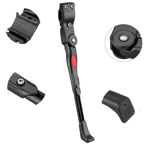 Bicycle Side Stand - Stainless Steel, 29 Inch, Black | Adjustable, Paint Coated, Screwed Mounting