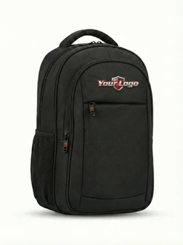 Custom Logo Printed Corporate Backpack - Polyester, 30L, Black, Zipper Closure, Handled | Biodegradable, Moisture Proof, Recyclable, Security, Shock Resistance