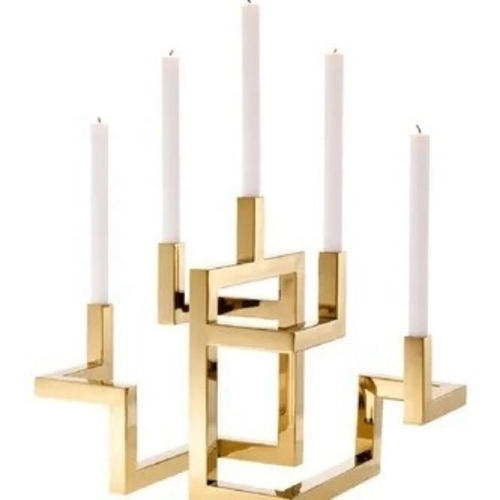 Five Arms Candle Stand - Rust Resistant White 3-Ring Design, Heat Resistant Stable Base