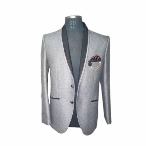 Plain Trendy Party Wear Blazer - Cotton Linen, Regular Fit, Grey | Elegant Design, Comfortable Fit, Full Sleeves