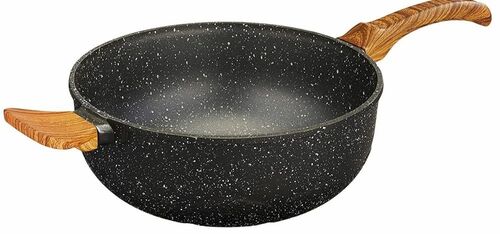 Die Cast Nonstick Kadhai - Aluminum Alloy Standard Size Black | Plastic Handle Durable Long Lasting