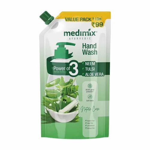 Medimix Ayurvedic Aloe Vera Hand Wash - 675ml Pouch, Liquid Foam | Stronger Formula, Kills 99.99% Germs, For All Skin Types, 18 Months Shelf Life
