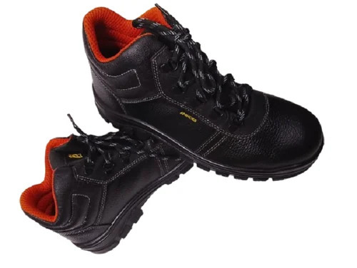 Steel Toe Industrial Safety Shoes - Grain Leather, Black, High Ankle, Steel Toe 200J | Durable Men's Footwear