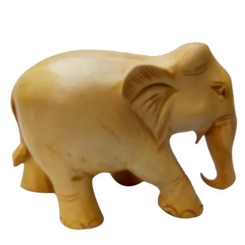 Plain Wooden Elephant - Handcrafted Pine Wood, Brown, Traditional Ethnic Design, Durable Decorative Art